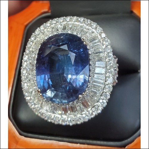 Madagascar $50,000 27.34Ctw Gia No Heat Sapphire & Diamond Ring 18k